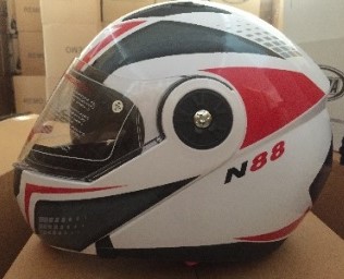 Шлем модуляр COBRA JK115 белый с красным