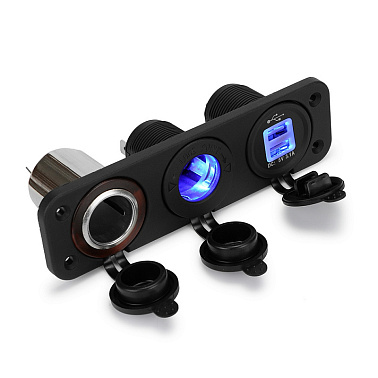 Прикуриватель+ гнездо 12В + USB 3.1a с установкой