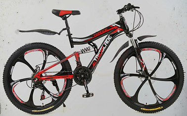 Велосипед 26" TRIOBLADE (литые обода 6 ЛУЧЕЙ,дисковый тормоз,21ск) ЧЕРНО-КРАСНЫЙ